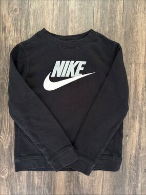 Nike Sportswear Club Fleece Crewneck Sweatshirt Kids Medium Black White Swoosh
